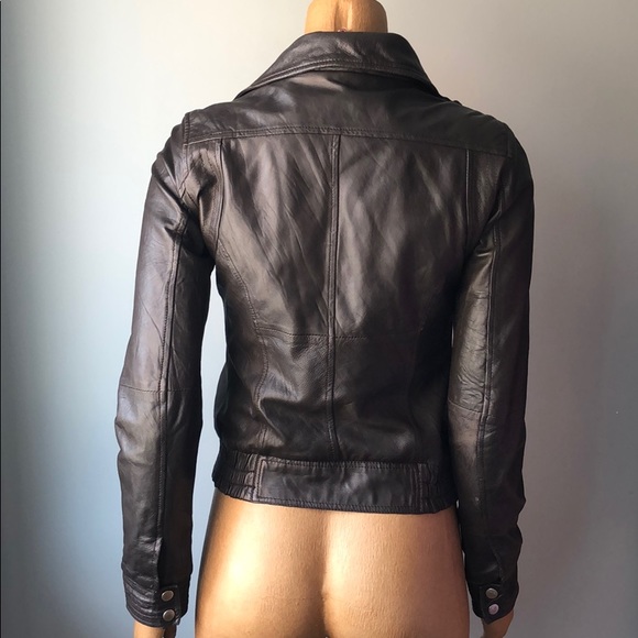 Espresso Brown Leather Jacket - Picture 3 of 8